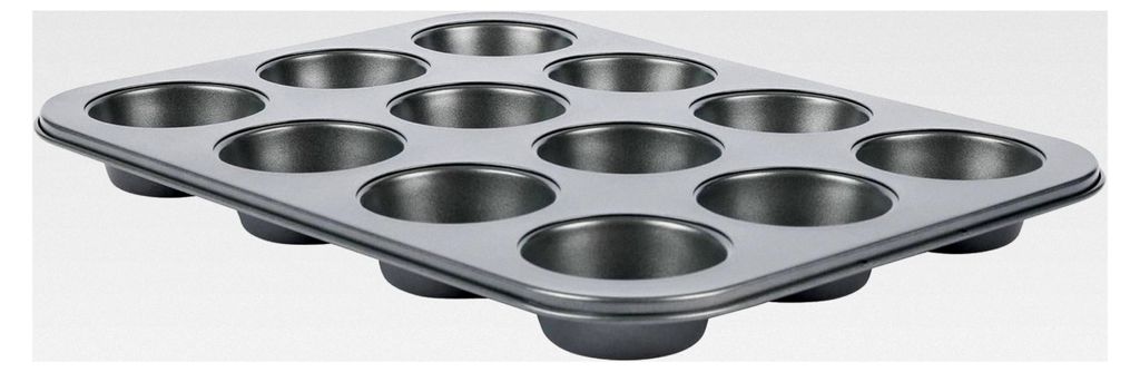 Muffinbackform 2er Set in grau, Backblech für 12 Muffins, Muffinform mit Antihaftbeschichtung, geeignet für jeden Backofen, Formgröße Ø ca. 7,...