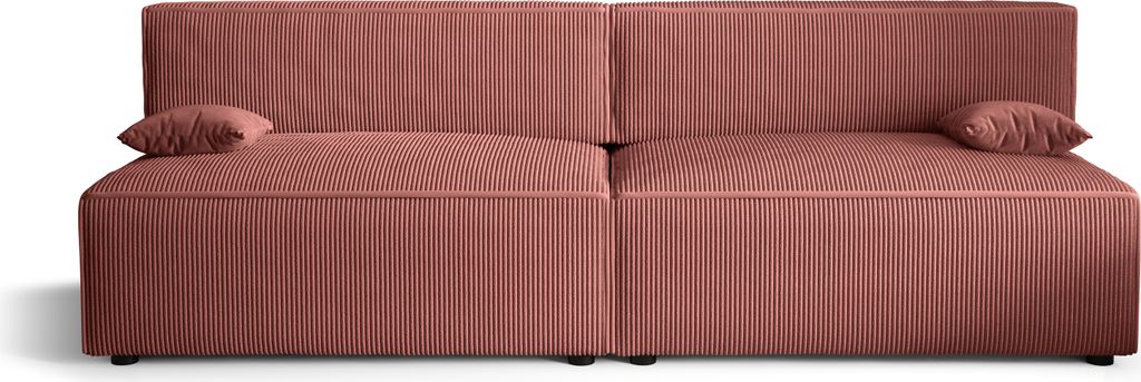 Schlafsofa Alvito X2, Farbe: Rosa. Material: Kord. A: B: 272 cm, H: 85 cm, L: 94 cm,, Sofa mit Bettkasten und Schlaffunktion, Bettsofa, Schlafcouch...