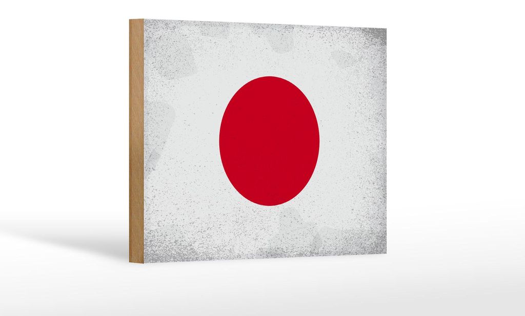 Holzschild Flagge Japan 18x12 cm Flag of Japan Vintage Dekoration