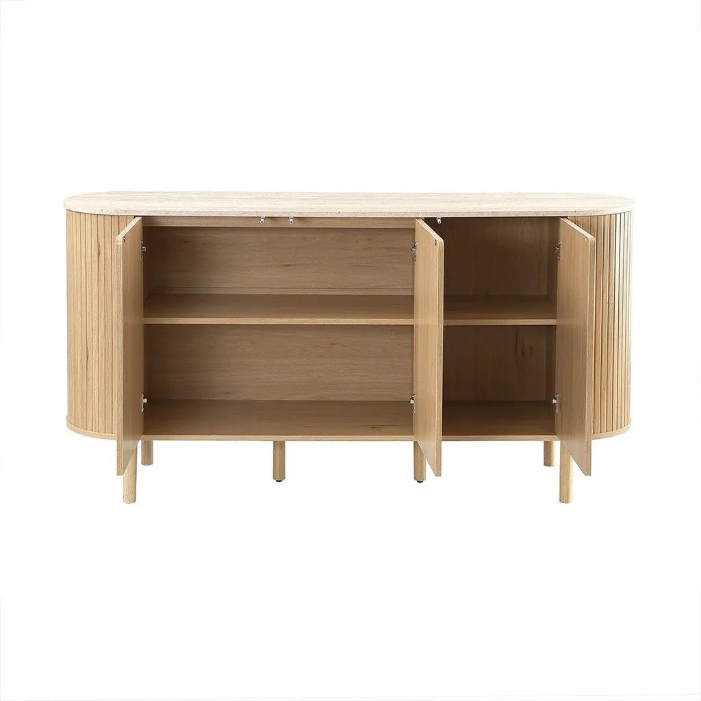 Buffet Design Helios 160 cm : Rangement Chic et Plateau Travertin