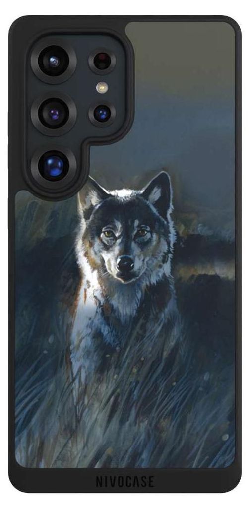 NIVOCASE Handyhülle für Samsung Galaxy S25 Ultra Hülle NIVOpure Case Schwarz Malerei Natur Wolf