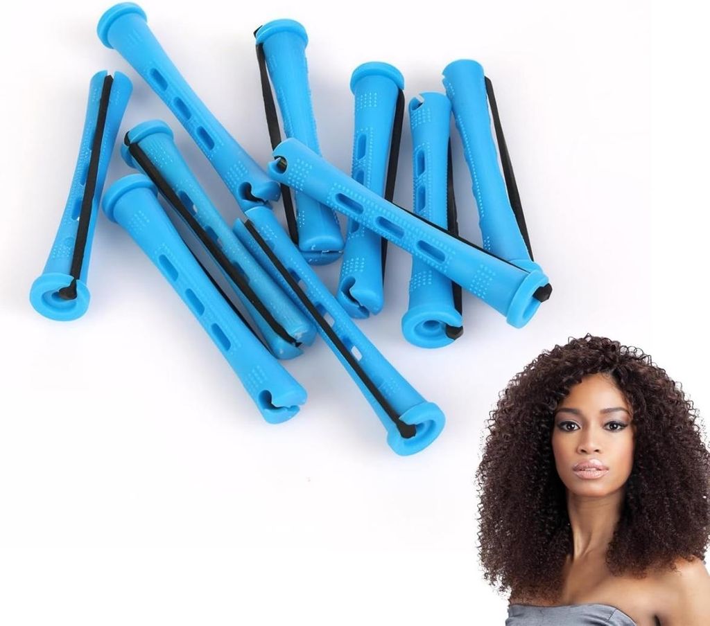 INF Blaue Lockenwickler mit Abdeckung (10 Stk.) - Pony & Volumen Styling