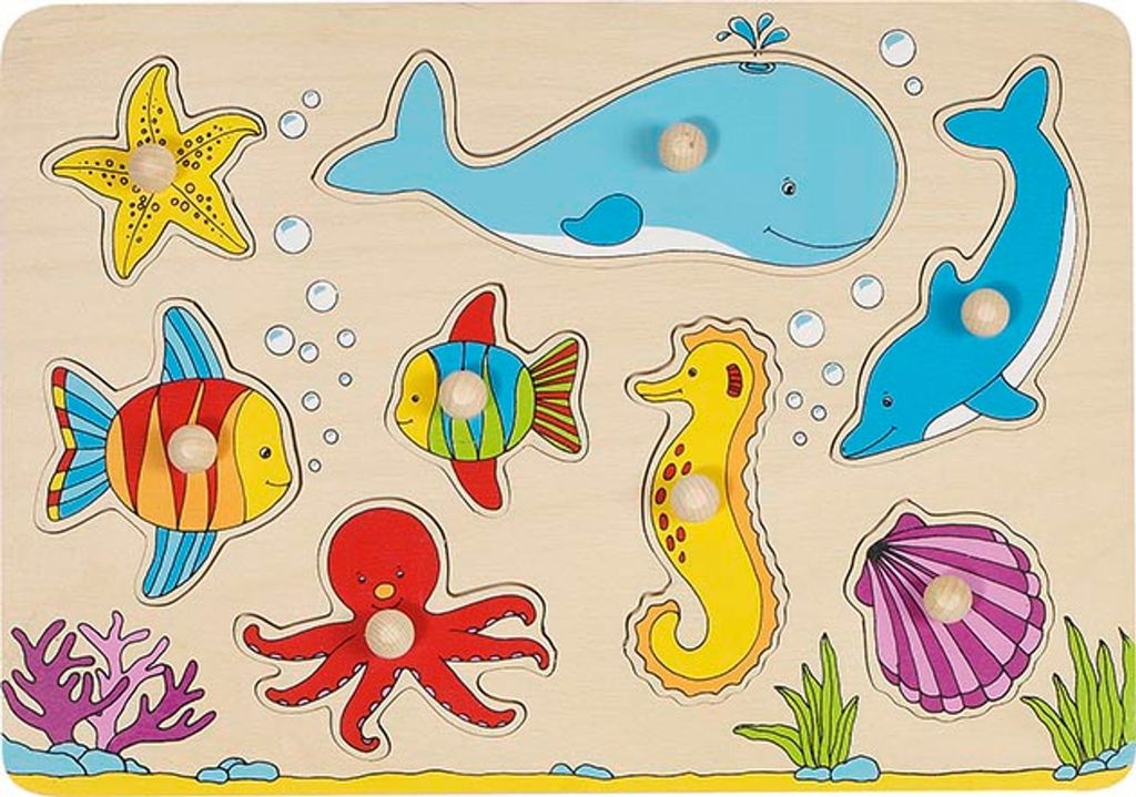 goki Steckpuzzle 9T Unterwasserwelt Holz 30x20cm Produktbild 