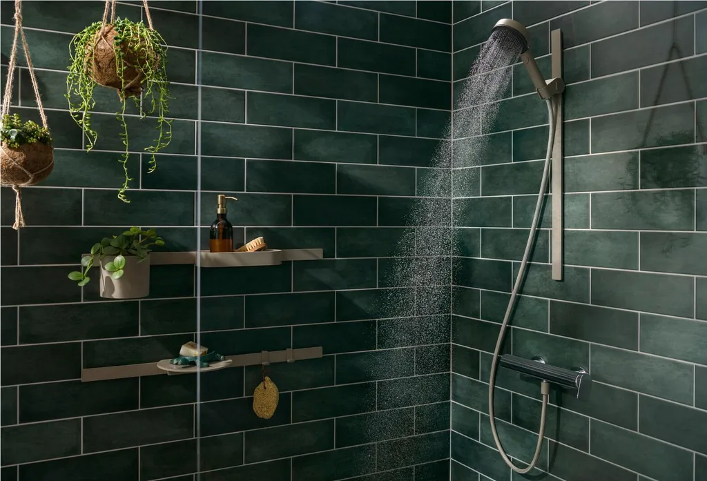 Rangement Salle de Bain Sans Percer Hansgrohe WallStoris Sable 20cm