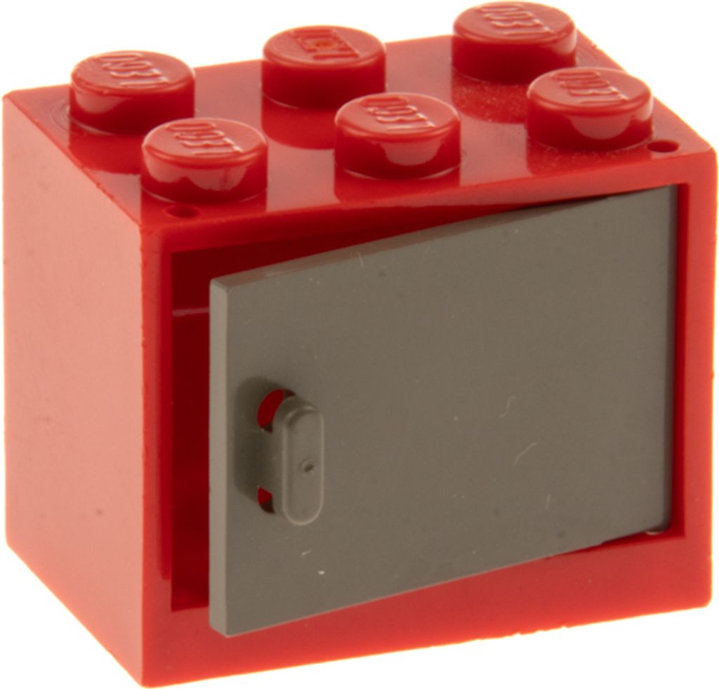 1x Lego Schrank Gehäuse 2x3x2 rot Tür neu-dunkel grau Kiste Produktbild 