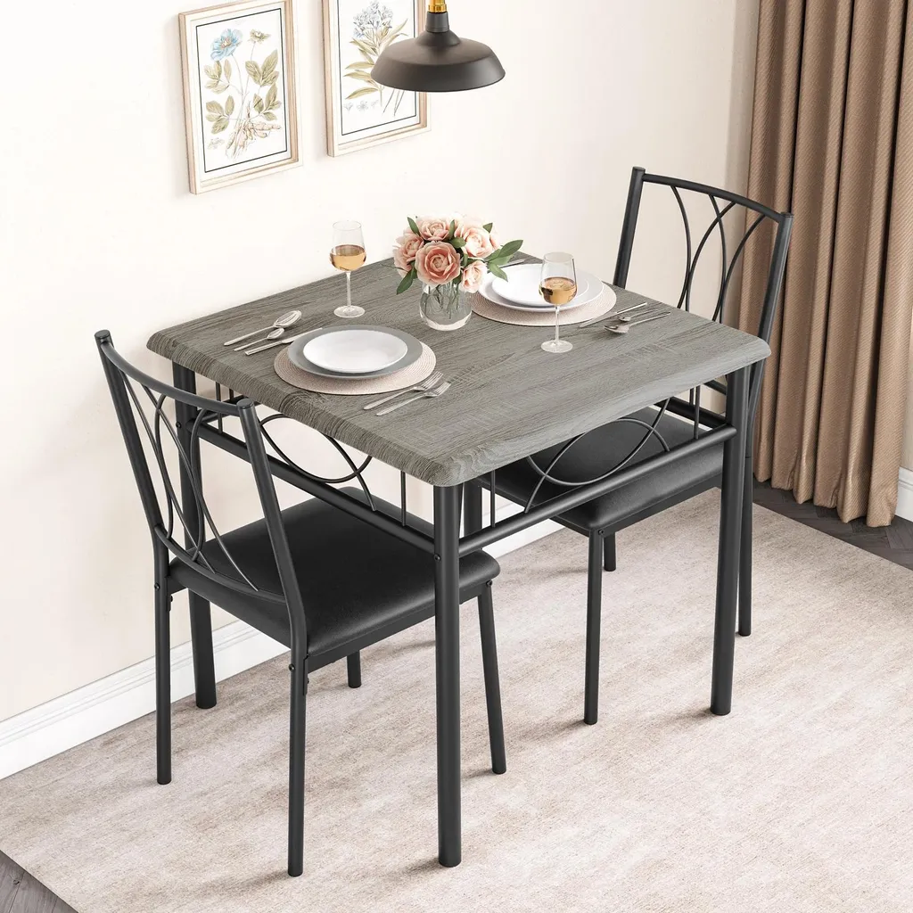 Ensemble Table de Bar et 2 Tabourets Rembourrés Modernes Bleus - Modèle B2
