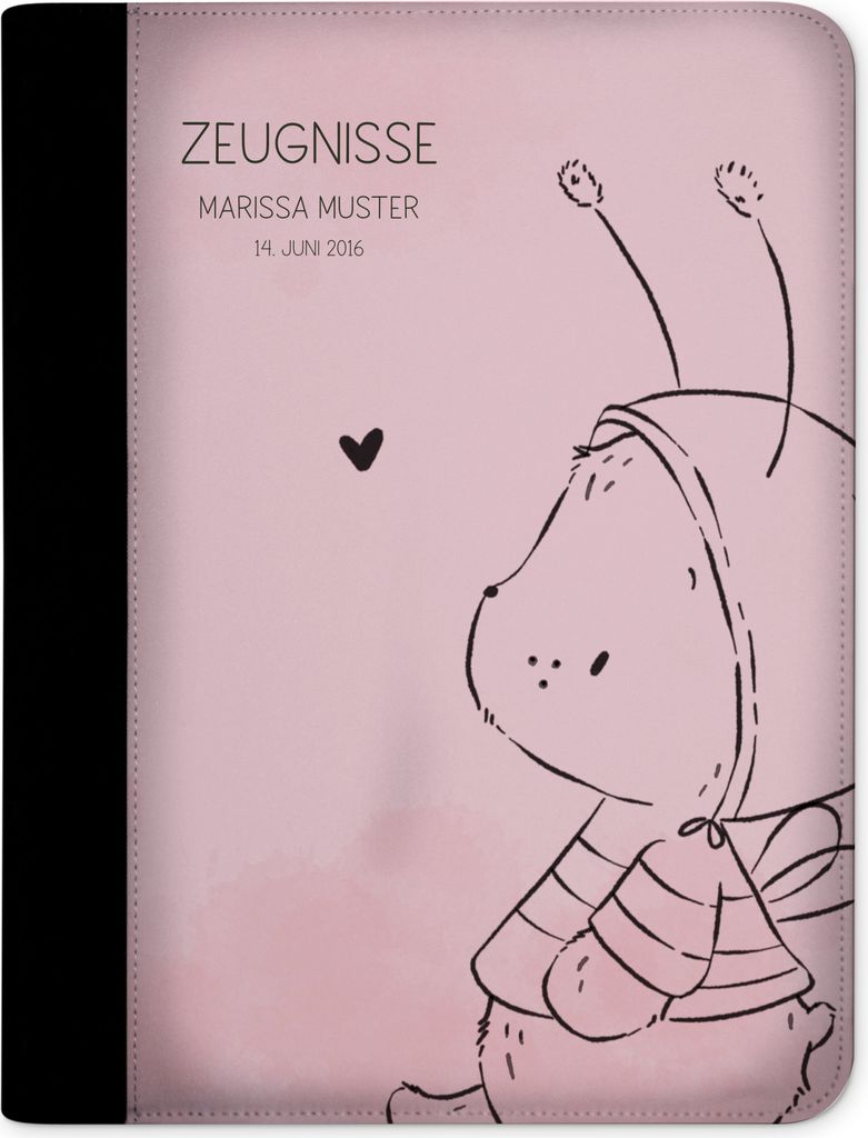 Zeugnismappe, Zeugnis Ordner A4, Hummel Bär rosa