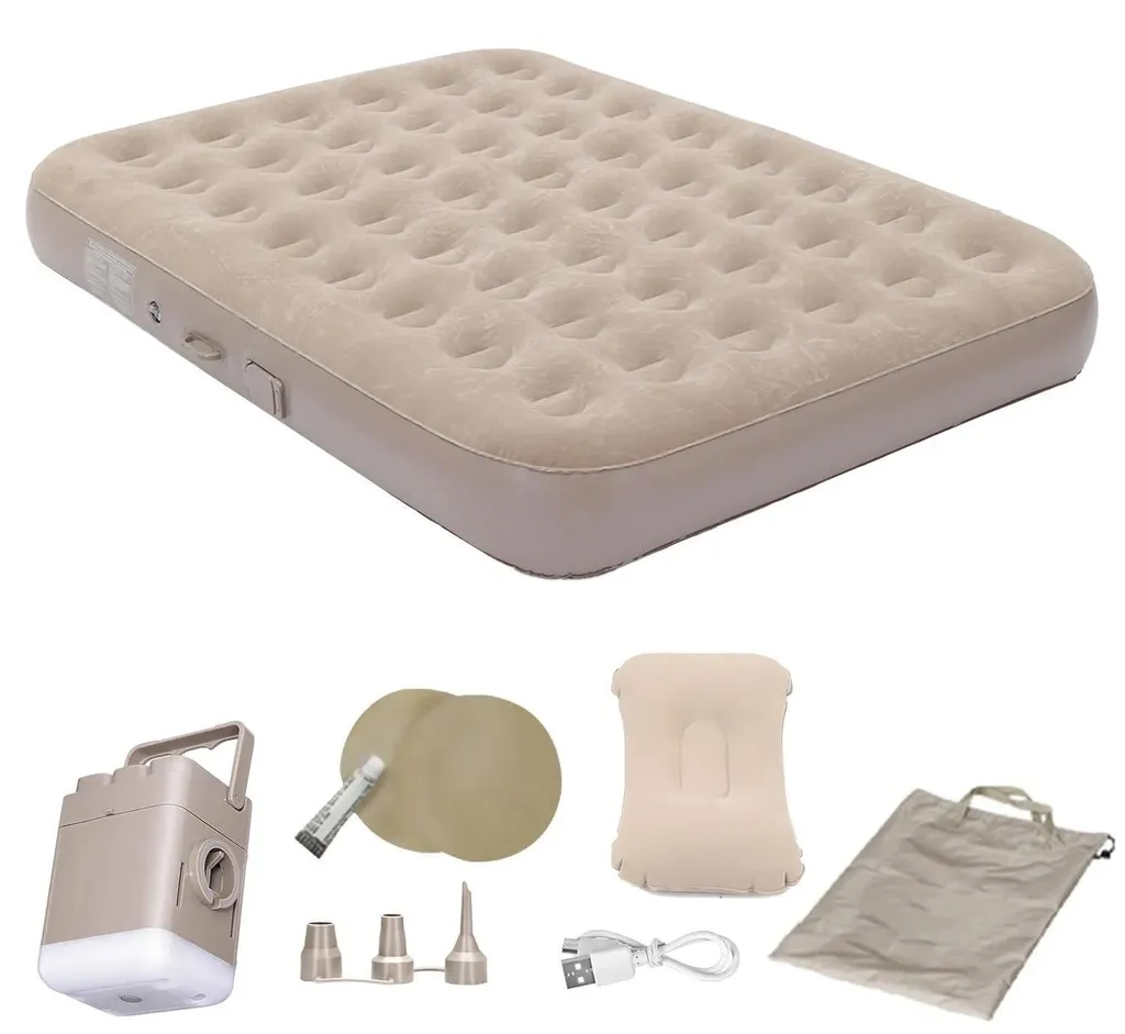 Matelas de camping 2 places épais et confortable avec pompe mécanique