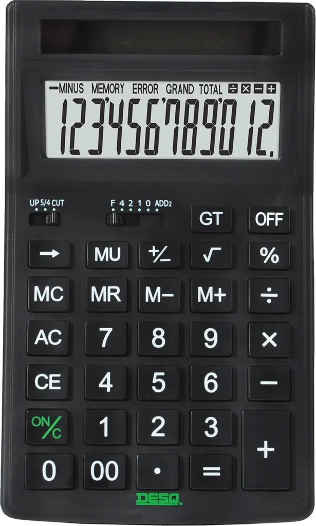Calculatrice de bureau sans piles DESQ 30400 Solaire 12 chiffres Durable