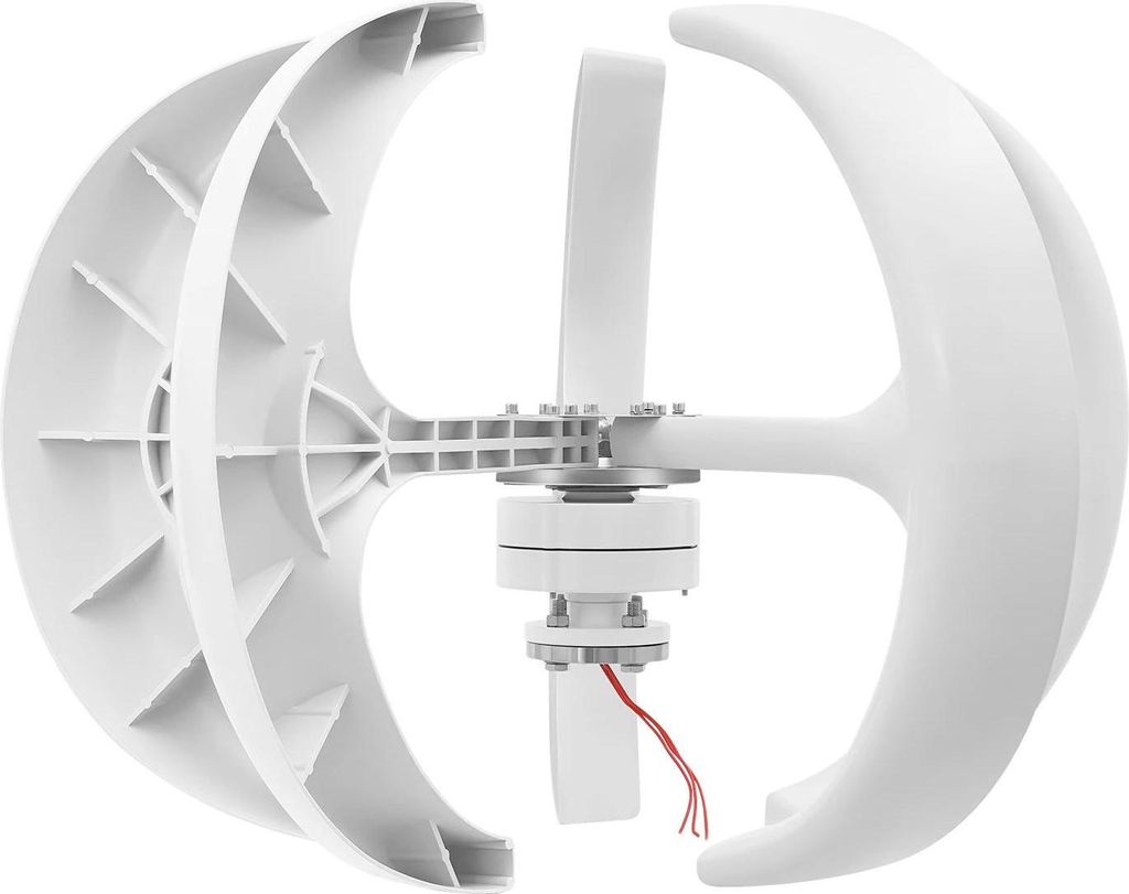 Laternen-Windturbine - 24V 600W vertikaler Windgenerator - Anlauf ab 2 m/s - Maglev - Für Off-Grid-Strom - Nylonfaser-Flügel - Weiß