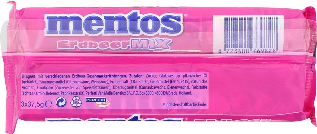 Mentos Erdbeer-Mix (3 x 37,50 g) Produktbild 2