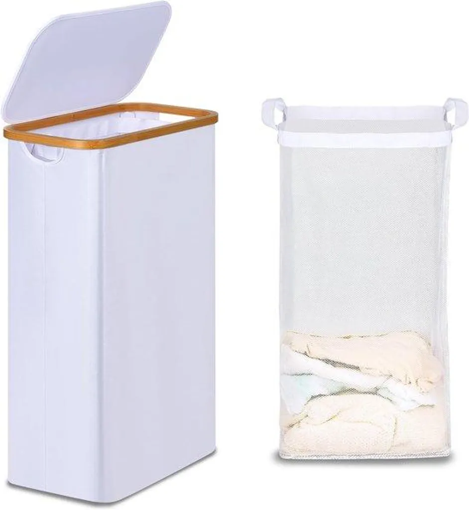 Panier à linge en bambou 75 litres pliable pour salle de bain design
