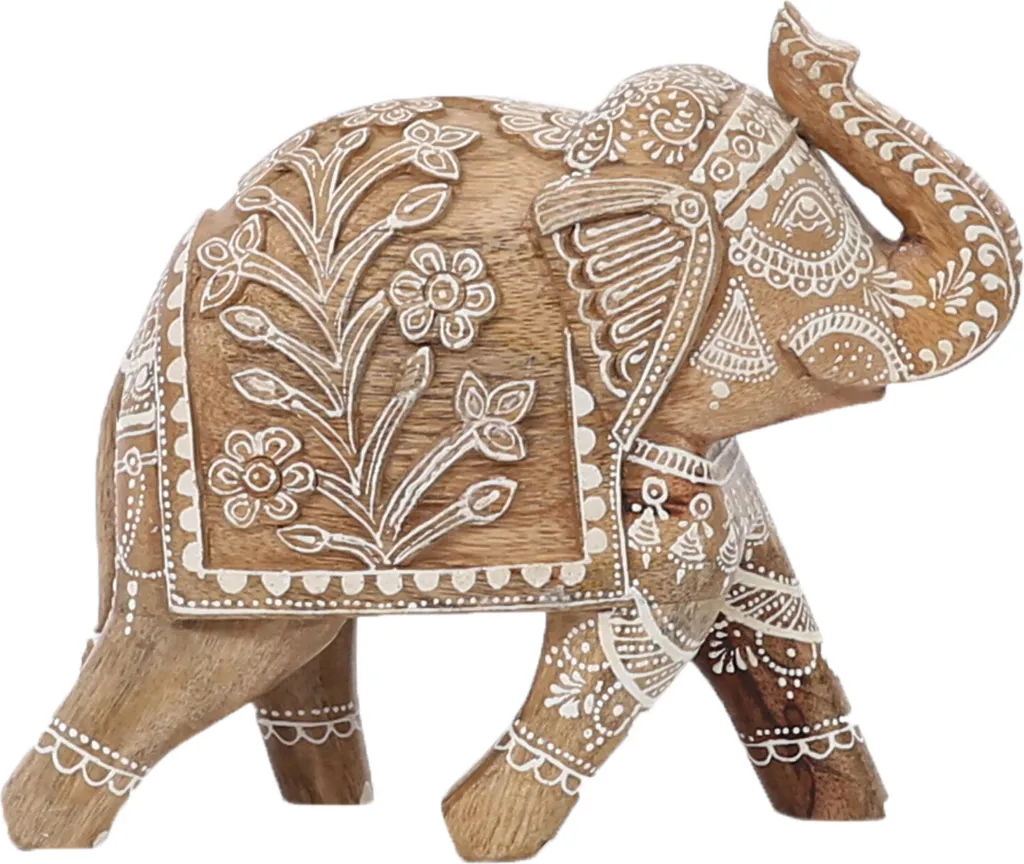 Objet Déco Éléphant Boho 20cm en Bois pour Ambiance Zen et Printemps
