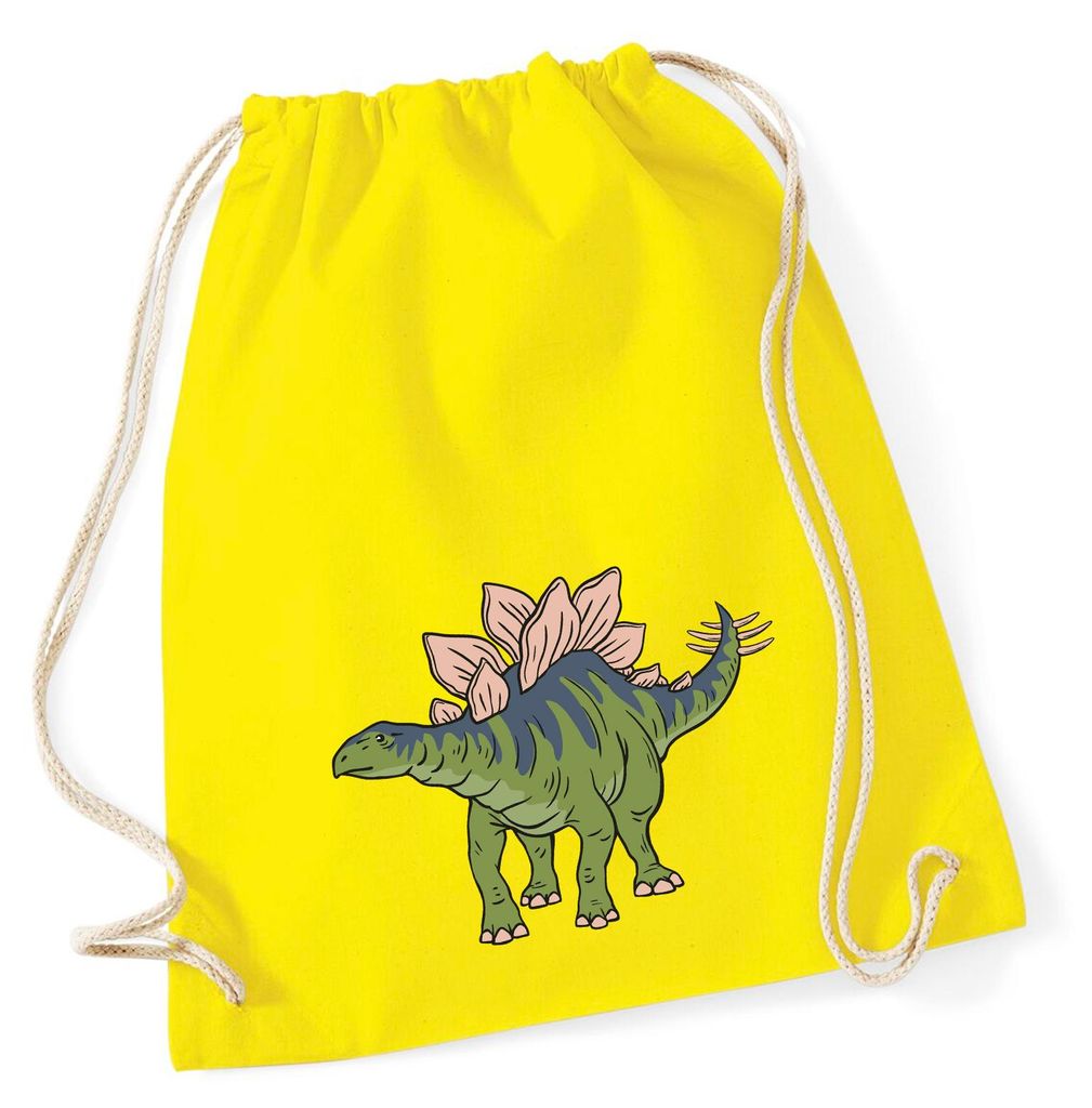 Huuraa Turnbeutel Stegosaurus Dinosaurier 12 Liter Yellow Baumwolle Rucksack Geschenkidee