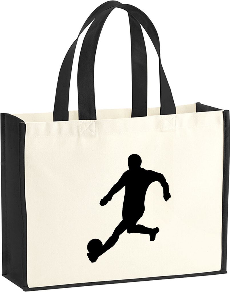 Huuraa Jutetasche Fußball Soccer 21 Liter Black Jute und Baumwolle Einkaufstasche Geschenkidee