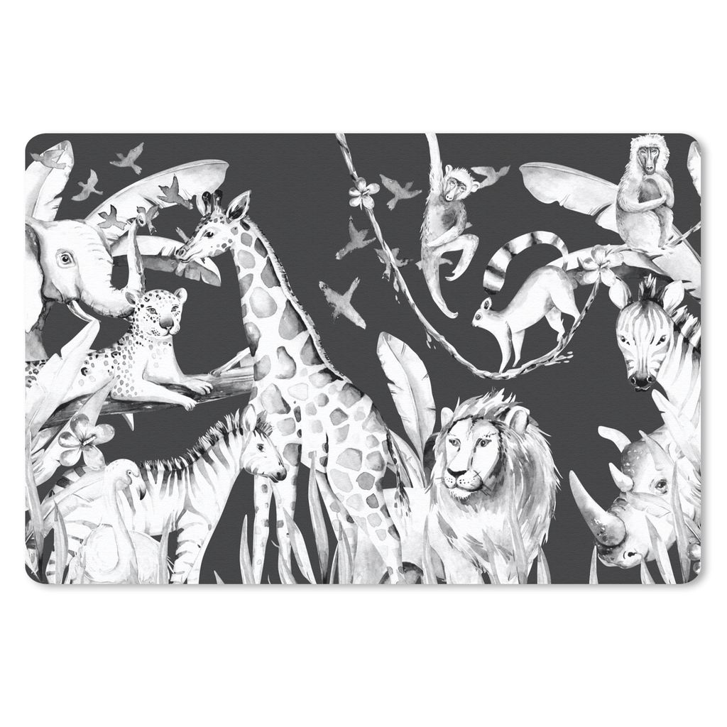 MuchoWow Mauspad Mousepad Wasserfarben - Tiere - Elefant - Flamingo - Jungen - Blau - Kinder - Kinder 27x18 cm - Mousepads - Maus Mat - Pad - Mau...