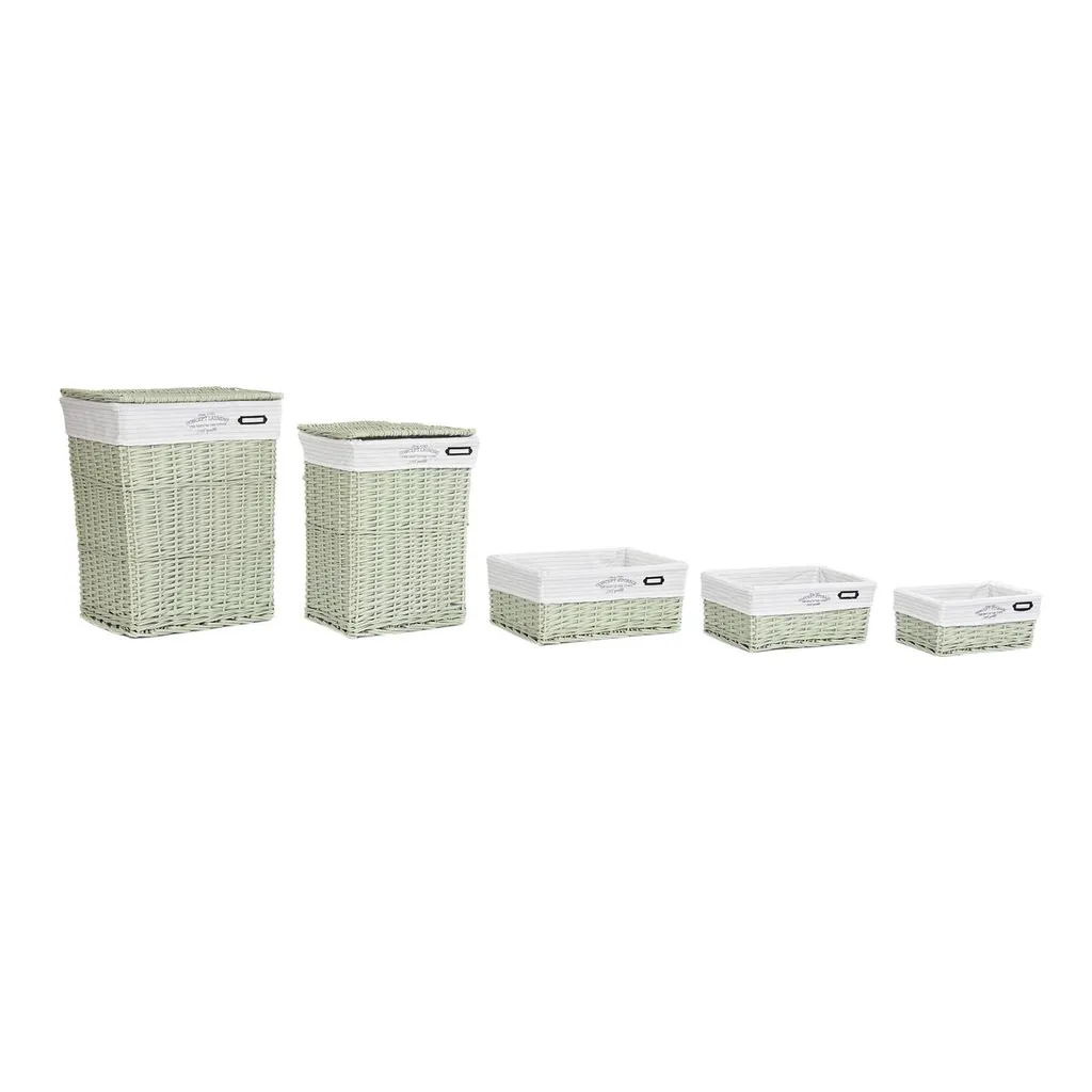 Panier de rangement vert grand format 44 x 34 x 56 cm - Pack de 5 unités