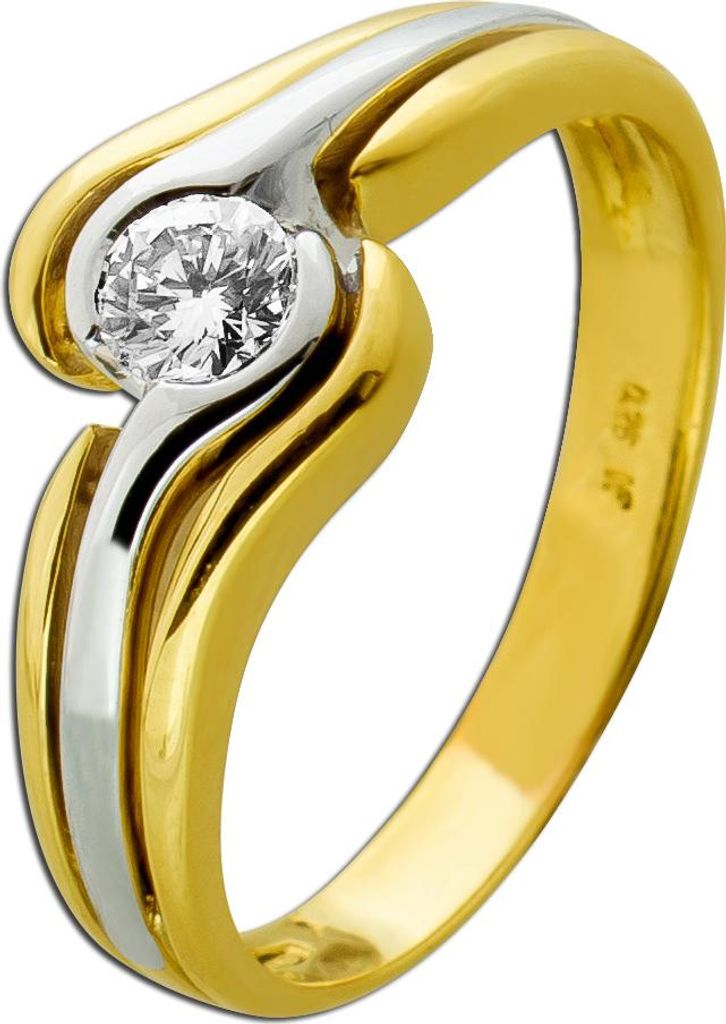 Solitärring Gold 750 18 Karat Weißgold Brillant 0.25ct Lupenrein 17