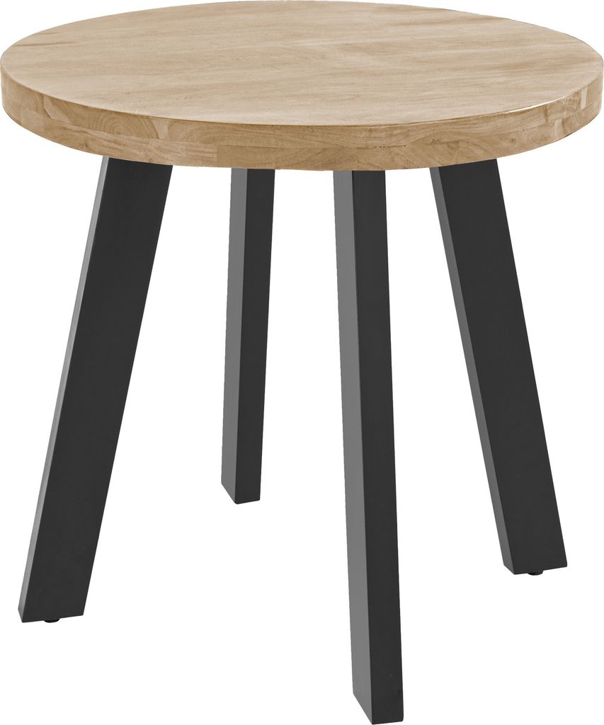 Esszimmertisch rund 80 cm Akazienholz naturfarben schwarz SOPHIA