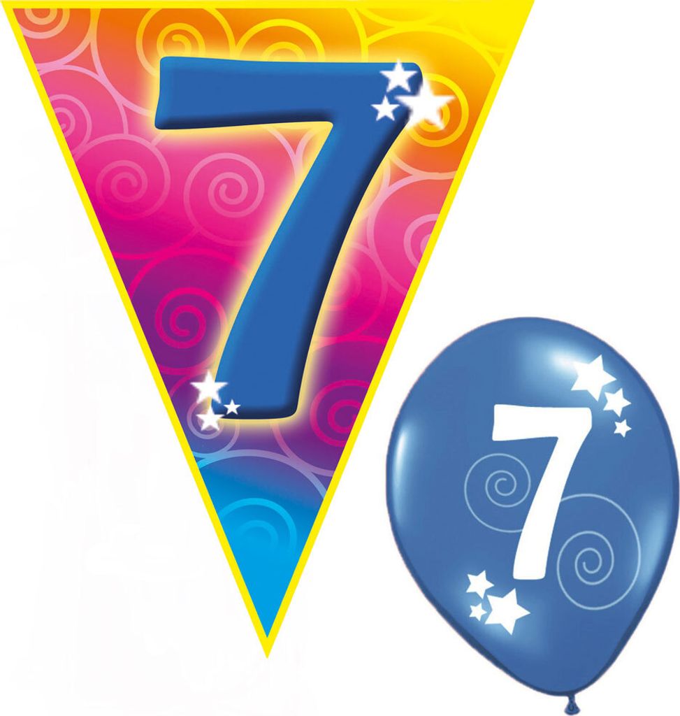 Set Kindergeburtstag Luftballons und Girlande 7 Jahre Größe: ohne Attribut