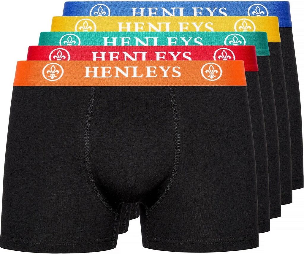 Henleys - "Primas" Boxershorts für Herren(5er-Pack) BG1320 (L) (Schwarz)