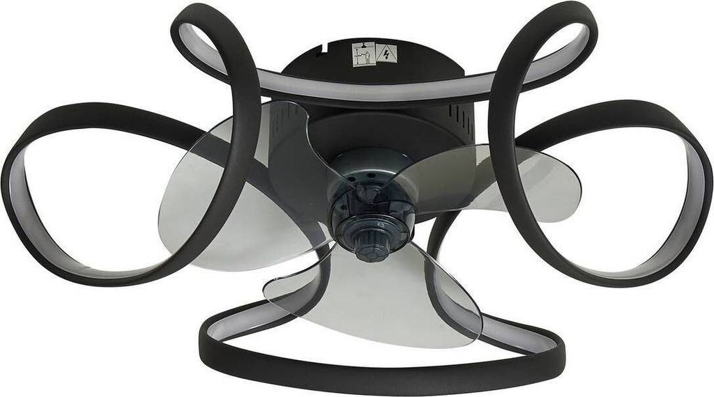 Lindby LED-Deckenventilator Lomata, schwarz, leise, Ø 23 cm