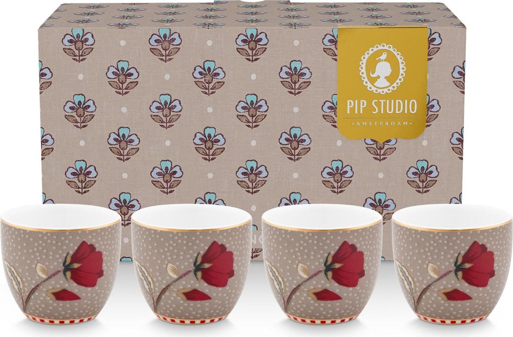 PIP STUDIO Blooming Tales Fantasy Khaki Eierbecher 4cm Set4 Produktbild 