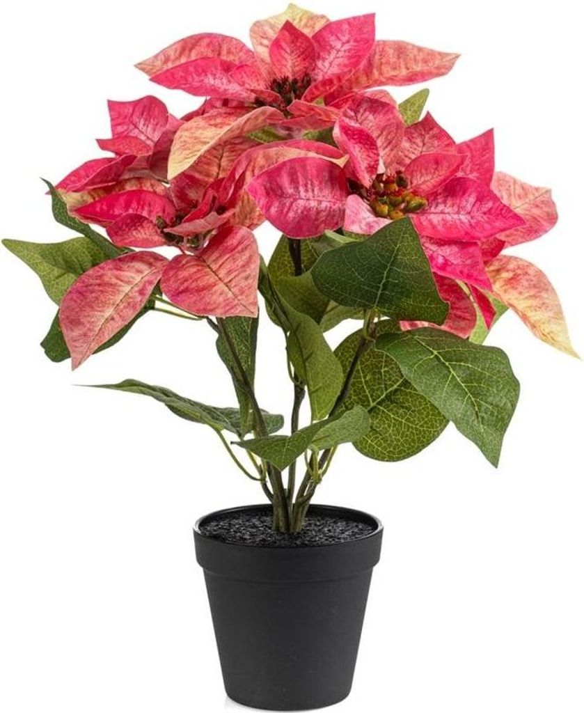 artplants.de Kunstblume Weihnachtsstern GRULEN im Dekotopf, rosa, 40cm - Künstliche Poinsettia