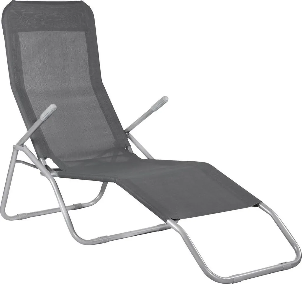 Chaise longue de camping pliable et légère en métal gris résistant