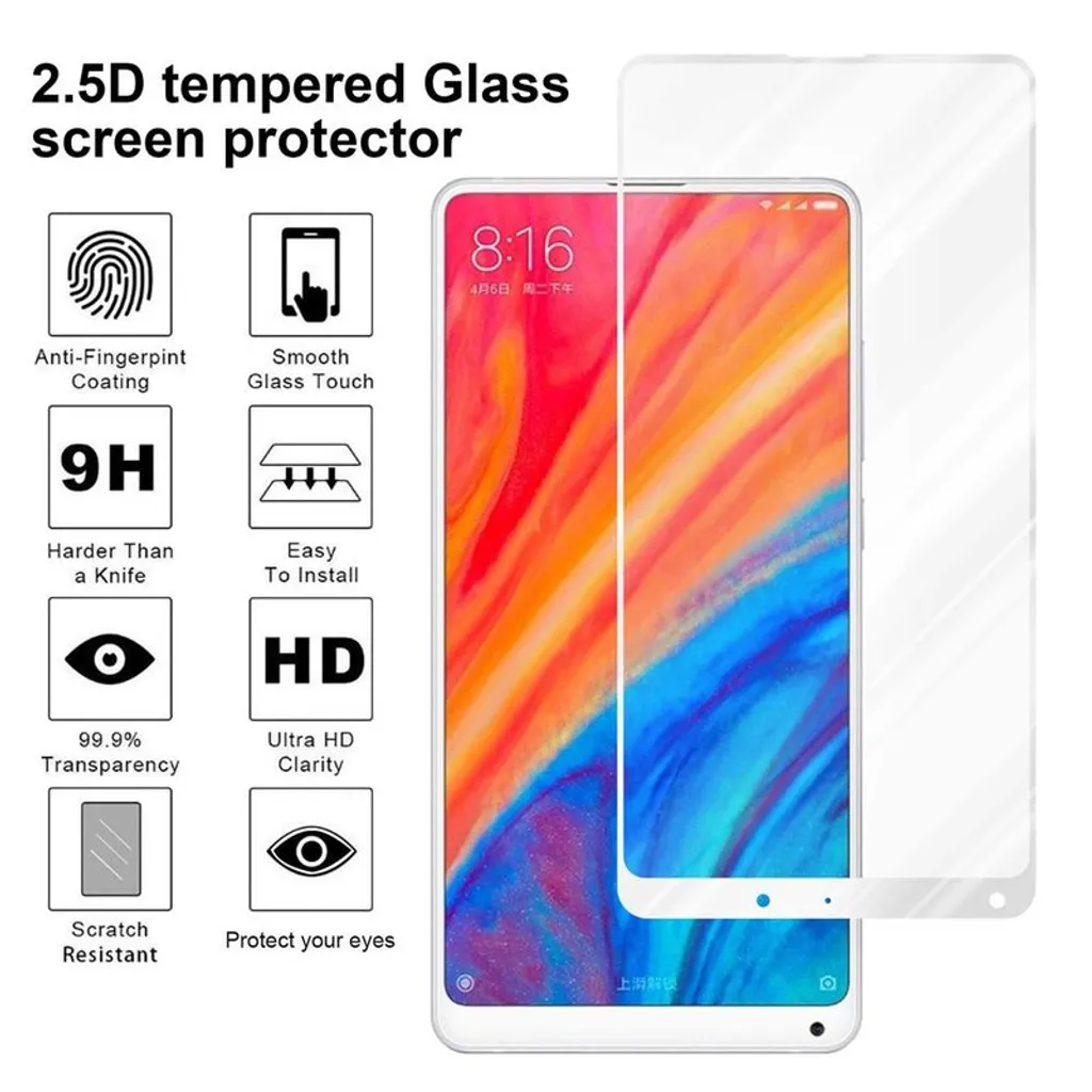Cadorabo pellicola blindata per Xiaomi MIX 2S pellicola protettiva in bianco a schermo intero vetro temperato di protezione del display - 12