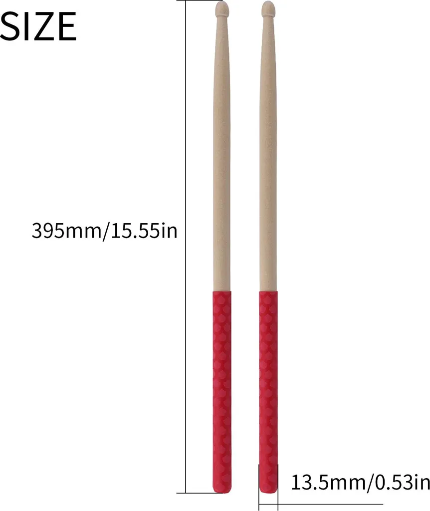 1 paio di bacchette per batteria, 5 A, antiscivolo, bacchette in legno d'acero, punta triangolare con manico avvolto antiscivolo, accessori per set di strumenti musicali