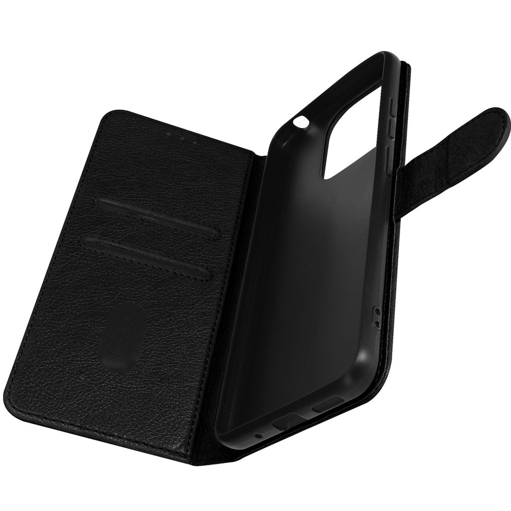 Avizar, Etui Redmi 12C Chesterfield Leder Genarbt Mit Stand, Schwarz