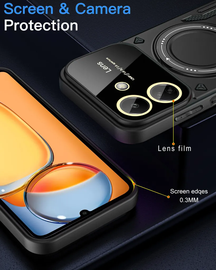 Custodia Protettiva SEAHAI Per Xiaomi Redmi 13C / Poco C65 - Cover Militare Antiurto Con Fodera In Microfibra, Antigiallimento, Morbida TPU, Colore Nero - 4