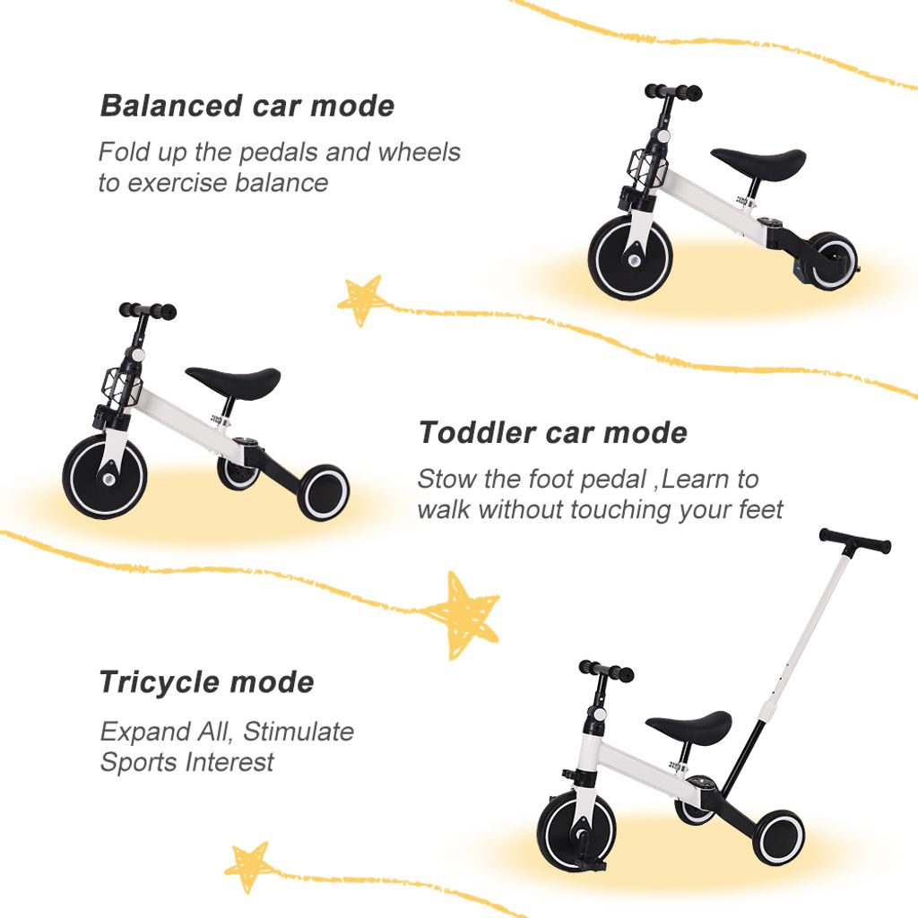 4 in 1 Kinder Dreirad Laufrad Balance Fahrrad mit Produktbild 4