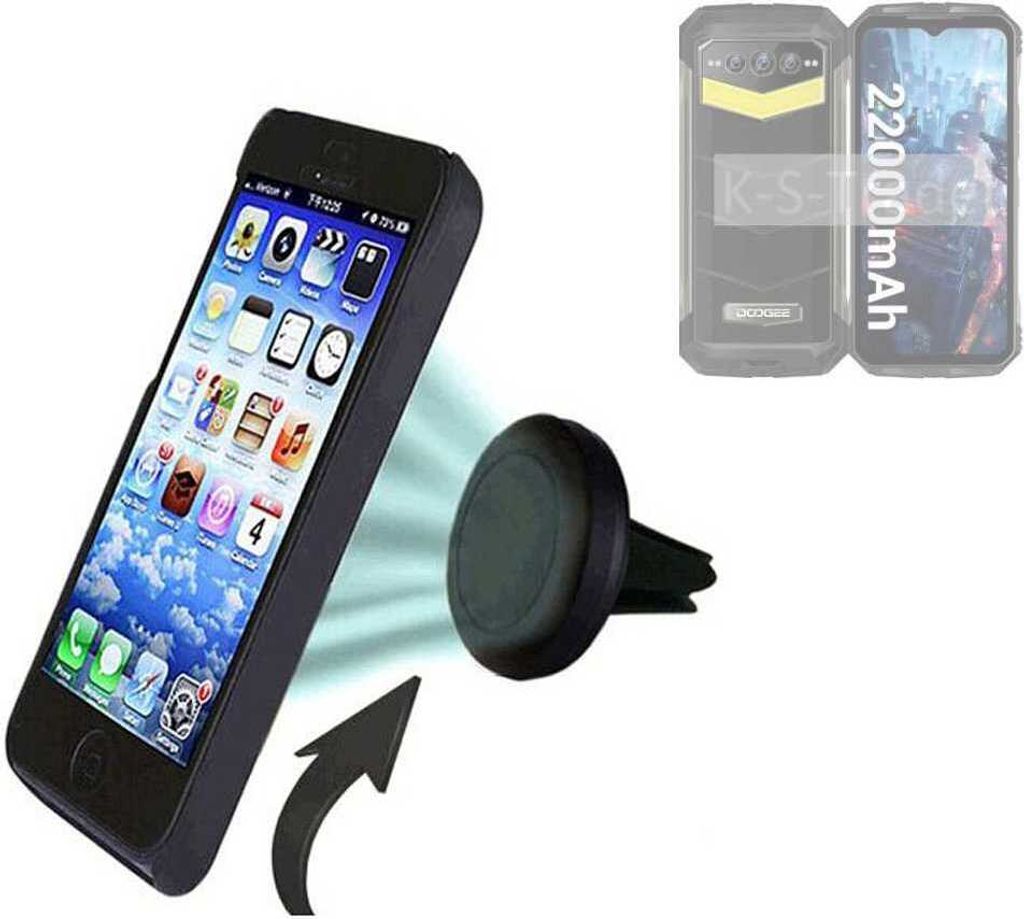 K-S-Trade Kompatibel mit Doogee S100 Pro Auto Handy Halterung KFZ Halter Lüftungsgitterhalterung Air Vent mount Smartphone Halter