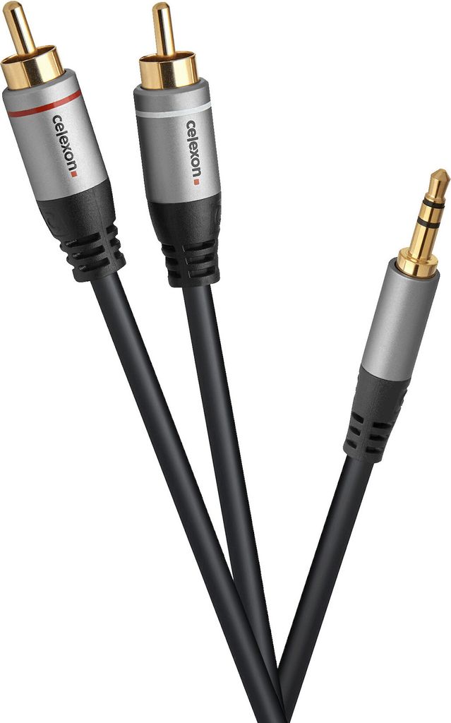 celexon 2x Cinch auf 3,5mm Stereo Klinke Audiokabel 3,0m - Professional Line