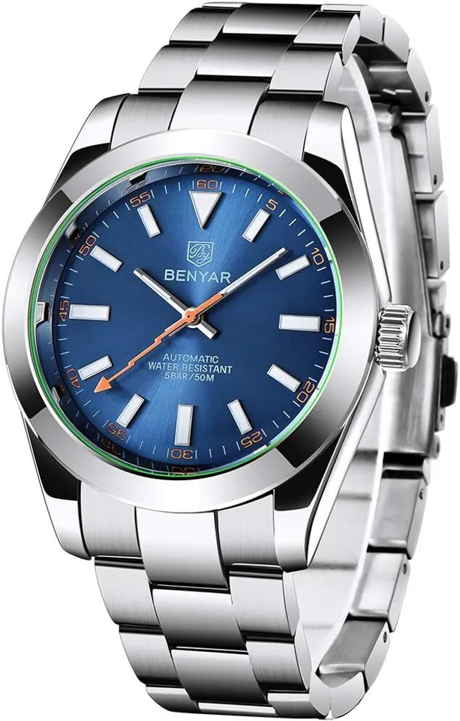 Orologio 41mm Automatico Meccanico Uomo Acciaio Minimal Business