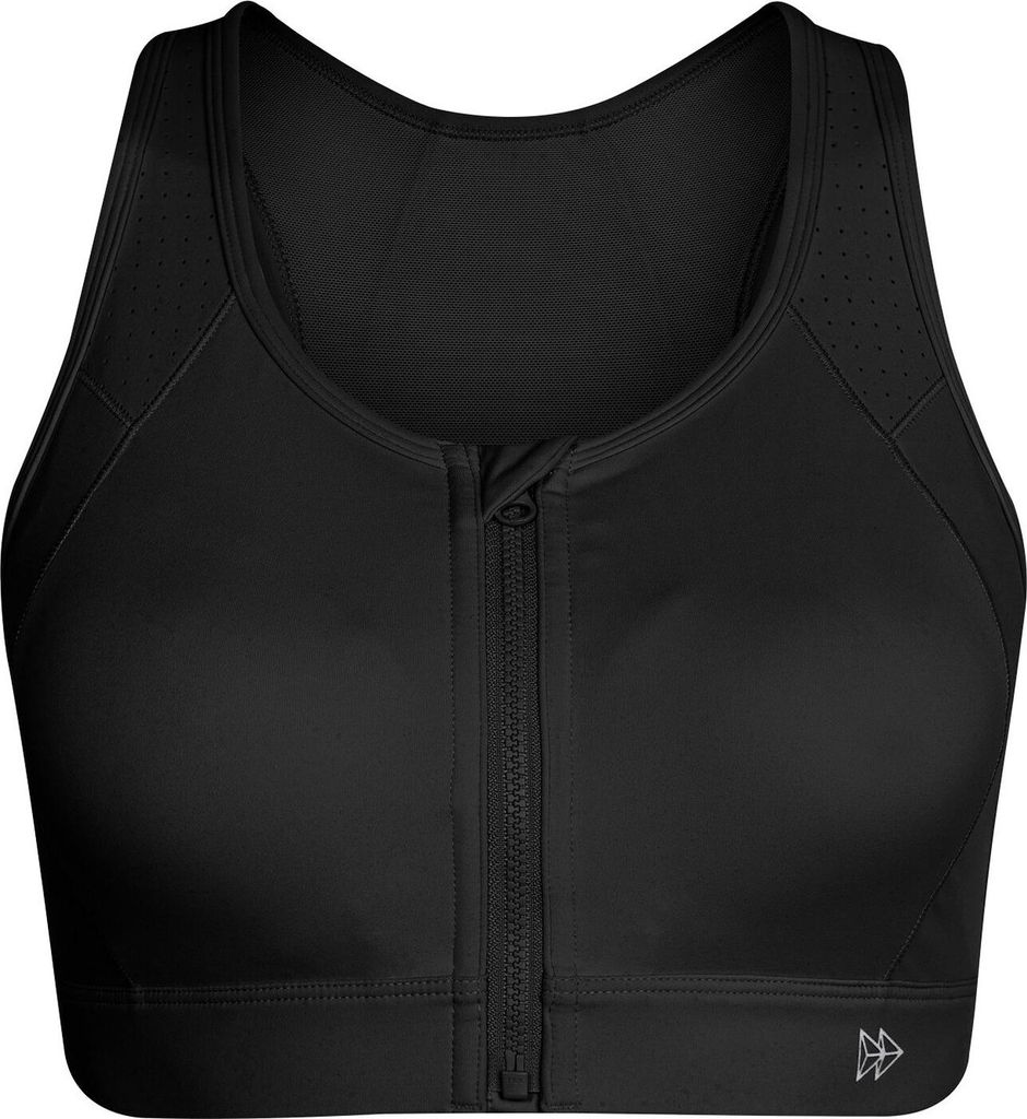 Yvette Sport Bra Romy High Support mit Zip, schwarz, L, Damen
