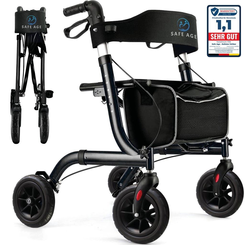 Safe Age® Rollator: Leicht und faltbar – mit Sitzfunktion – Produktbild 