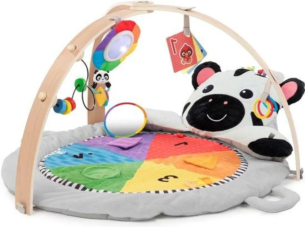 Tapis de gymnastique en peluche avec barre en bois pour bébé 0-12 mois