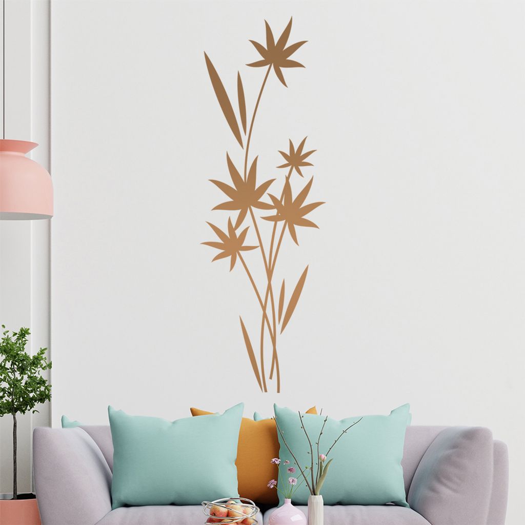 Schilf mit Schmetterling Wandtattoo in 6 Größen - Wandaufkleber Wall Sticker - Dekoration, Küche, Wohnzimmer, Schlafzimmer, Badezimmer