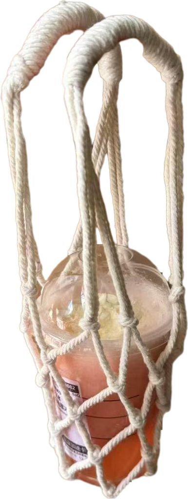 Handgewebte Tassen-Tragetasche, handgestrickt, wiederverwendbar, Kaffeetassenhalter, Tee-/Kaltbrüh-Träger, dekorative Wasserbecherhüllen