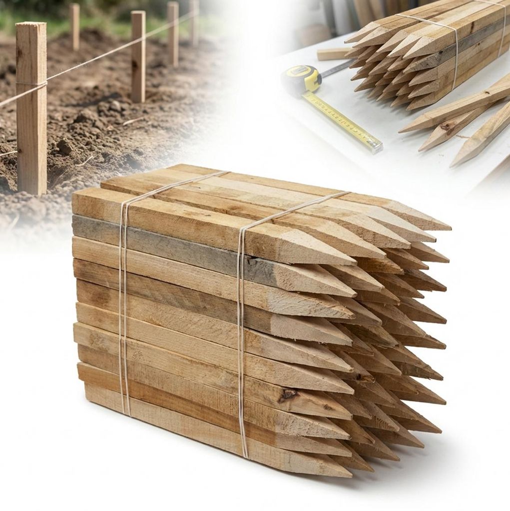 Dřevěné geodetické kolíky, 50 ks, 39 cm, pro vytyčování Obrázek produktu 