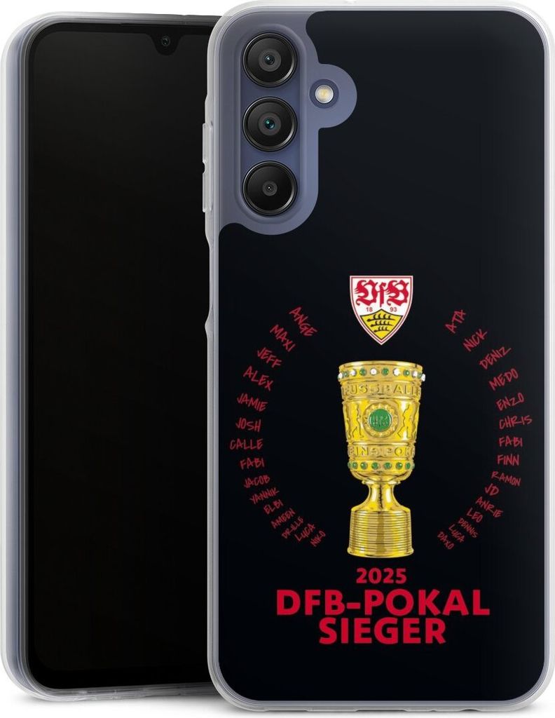 DeinDesign Handyhülle für Samsung Galaxy A15 Silikon Hülle Case Smartphone Schutzhülle Offizielles Lizenzprodukt Pokal VfB Stuttgart