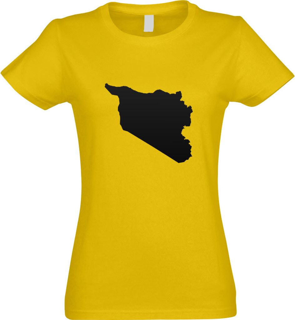 Kiwistar - T-Shirt tailliert - Damen - gelb - Syrien Umriss Kontur - mit Motiv Bedruckt - Funshirt Design - Sport - Freizeit - Damen - L