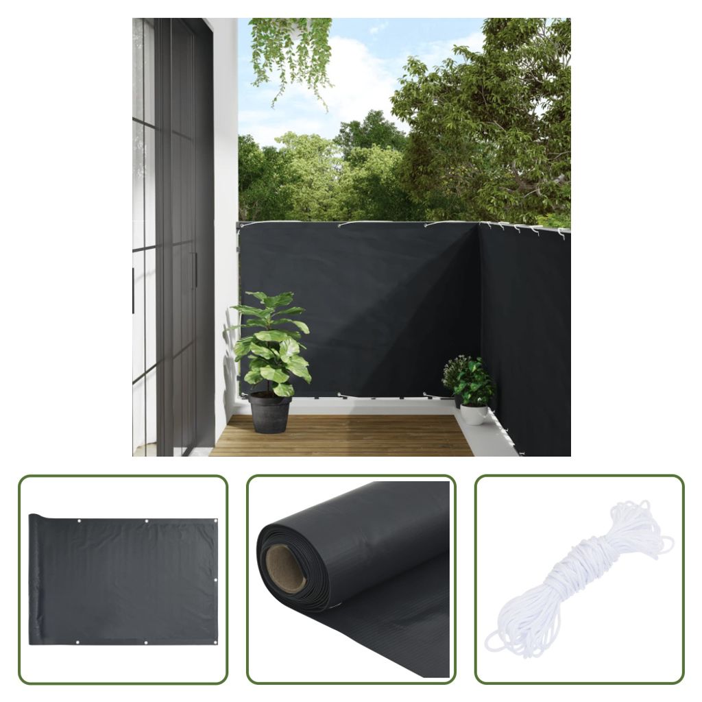 The Living Store Balkon-Sichtschutz Anthrazit 120x400 cm Produktbild 