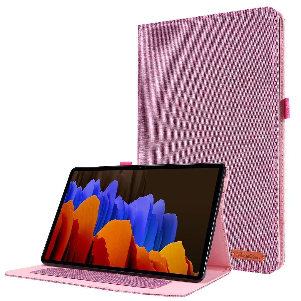 König Design Tablet-Hülle kompatibel mit Samsung Galaxy Tab S7 Plus Stoff Smart Cover Case Etui Rosa