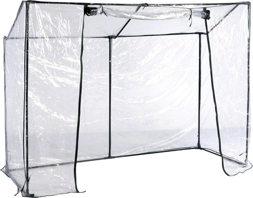 A clear, studio shot of a greenhouse.