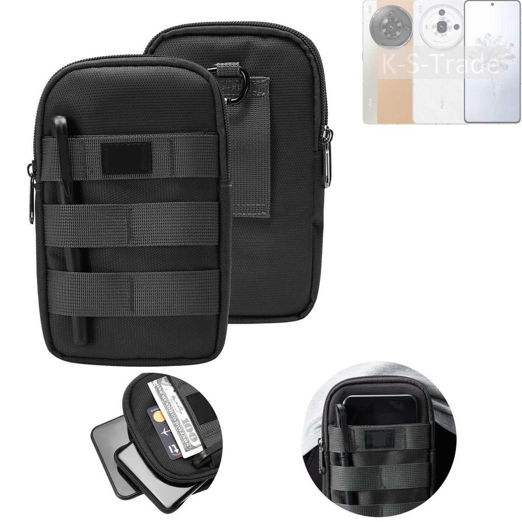 K-S-Trade Holster Gürtel Tasche kompatibel mit Nubia Z50S PRO Handy Tasche Schutz Hülle dunkel-grau viele Fächer, 1x