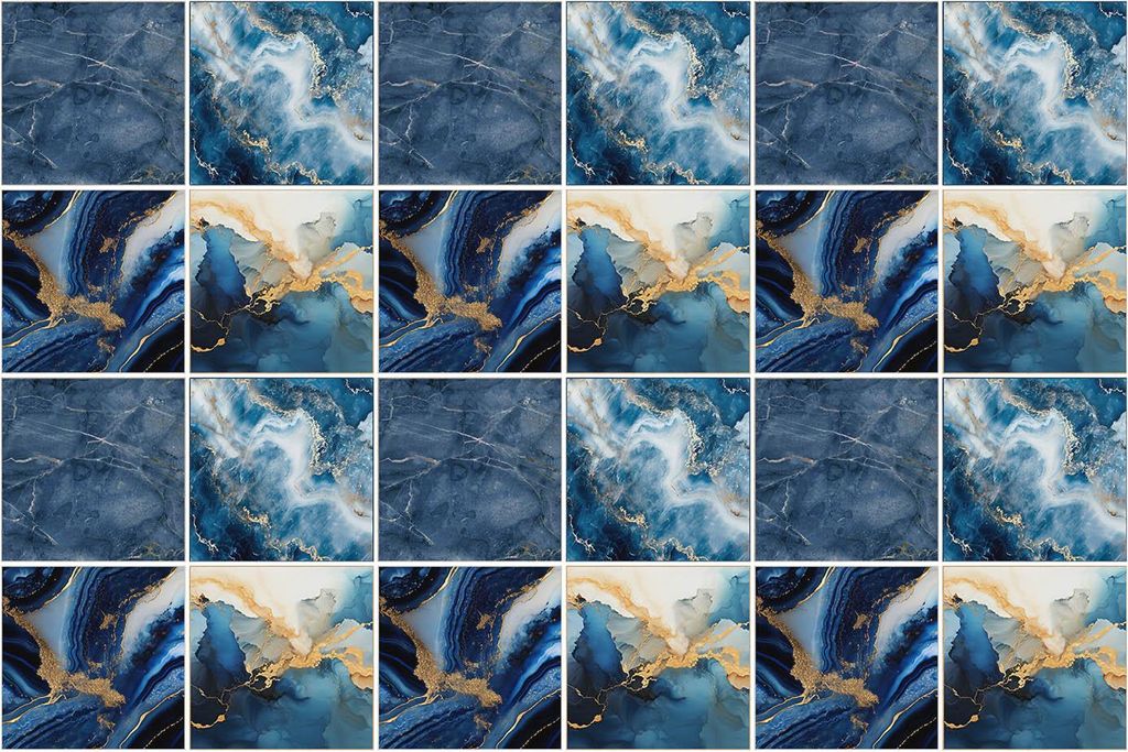 Fliesenaufkleber 20 x 20 cm – 24 Stück – Selbstklebend – Wasserfest – Pflegeleicht – Hitzebeständig – Für Küche & Bad – Abstrakte...